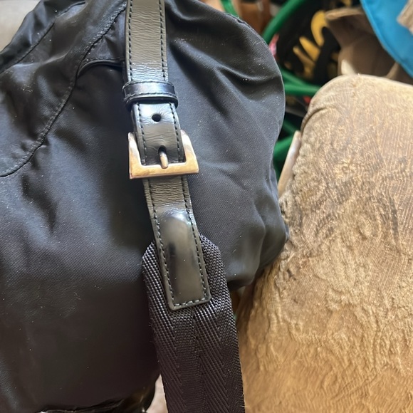 Nylon PRADA backpack with leather trim silver hardware used condition - Picture 8 of 9